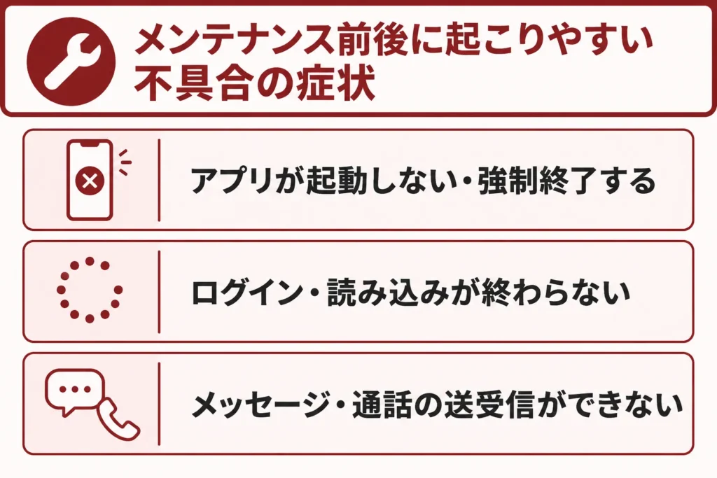 メンテナンス前後に起こりやすい不具合の症状