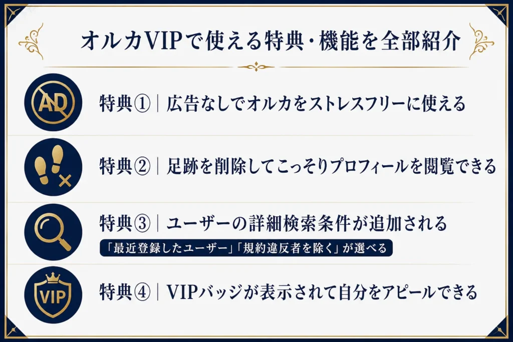 オルカVIPで使える特典・機能を全部紹介