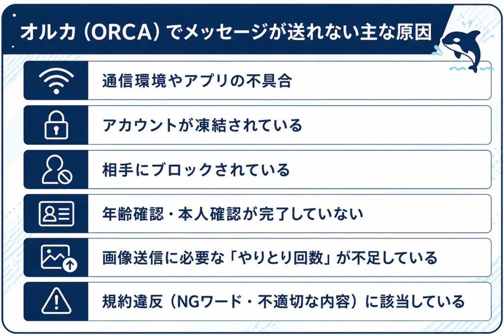 オルカ（ORCA）でメッセージが送れない主な原因